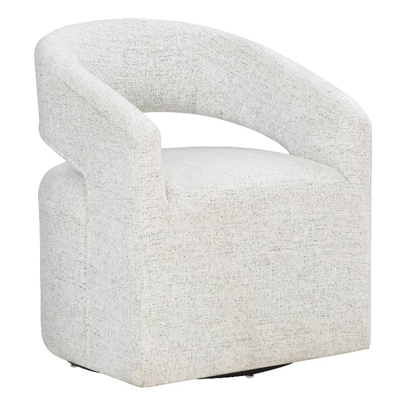 Scranton & Co 360-Degree Swivel Barrel Accent Chair in White Speckle