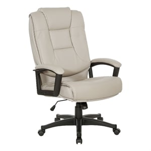 Scranton & Co High Back Taupe Gray Bonded Leather Office Chair Loop Arms