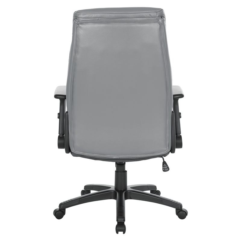 Scranton & Co Charcoal Gray Bonded Leather Executive Chair with Flip Arms