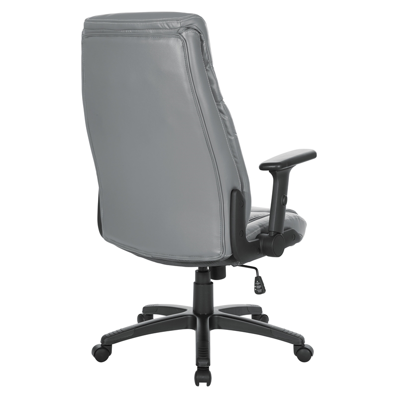 Scranton & Co Charcoal Gray Bonded Leather Executive Chair with Flip Arms