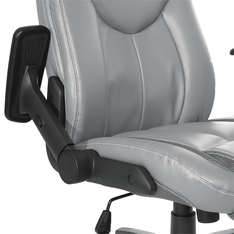 Scranton & Co Charcoal Gray Bonded Leather Executive Chair with Flip Arms