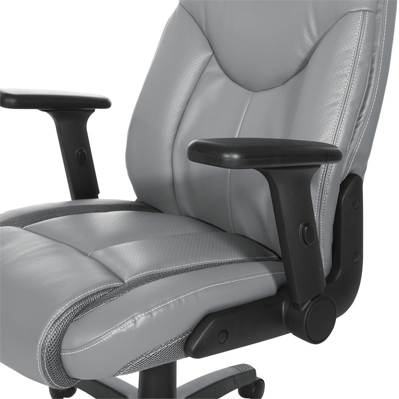 Scranton & Co Charcoal Gray Bonded Leather Executive Chair with Flip Arms