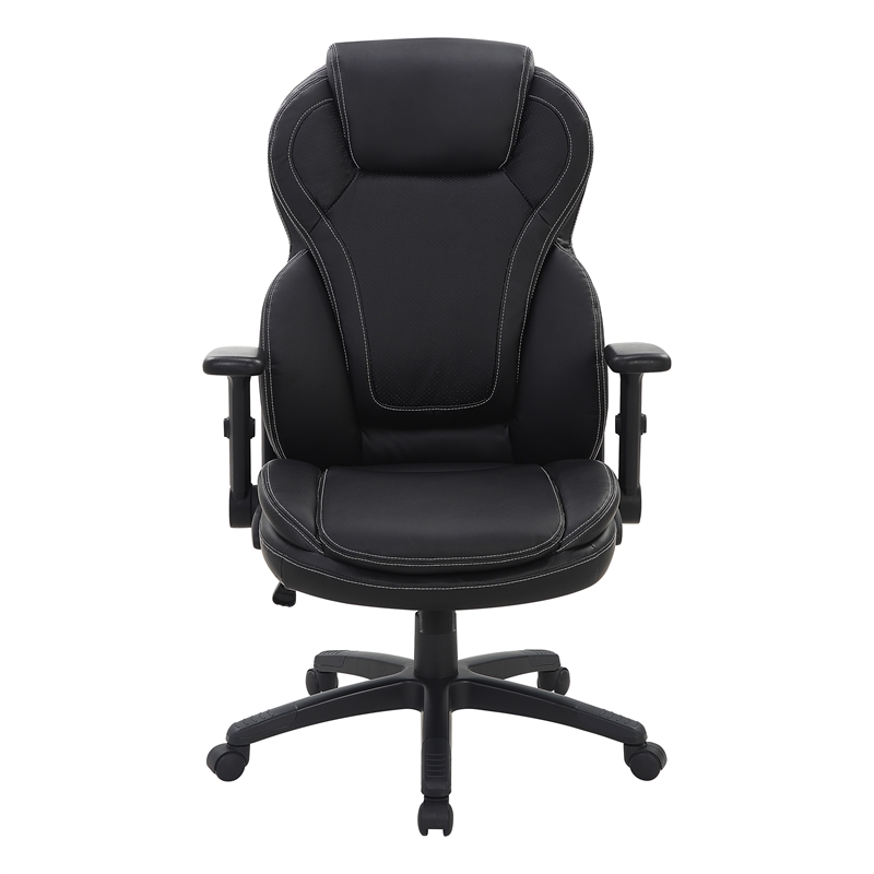 Scranton & Co Black Bonded Leather Executive High Back Chair with Flip Arms