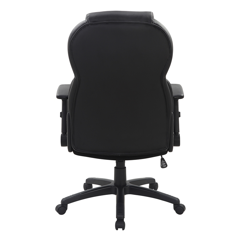 Scranton & Co Black Bonded Leather Executive High Back Chair with Flip Arms