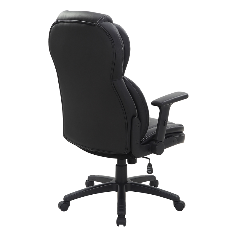 Scranton & Co Black Bonded Leather Executive High Back Chair with Flip Arms