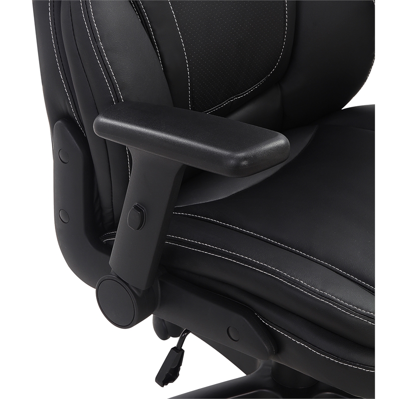 Scranton & Co Black Bonded Leather Executive High Back Chair with Flip Arms