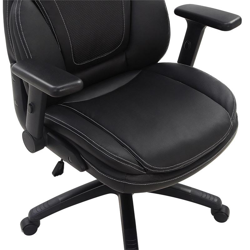Scranton & Co Black Bonded Leather Executive High Back Chair with Flip Arms