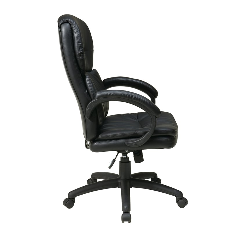 Scranton & Co Black Bonded Leather High Back Executive Chair Padded C-Arms