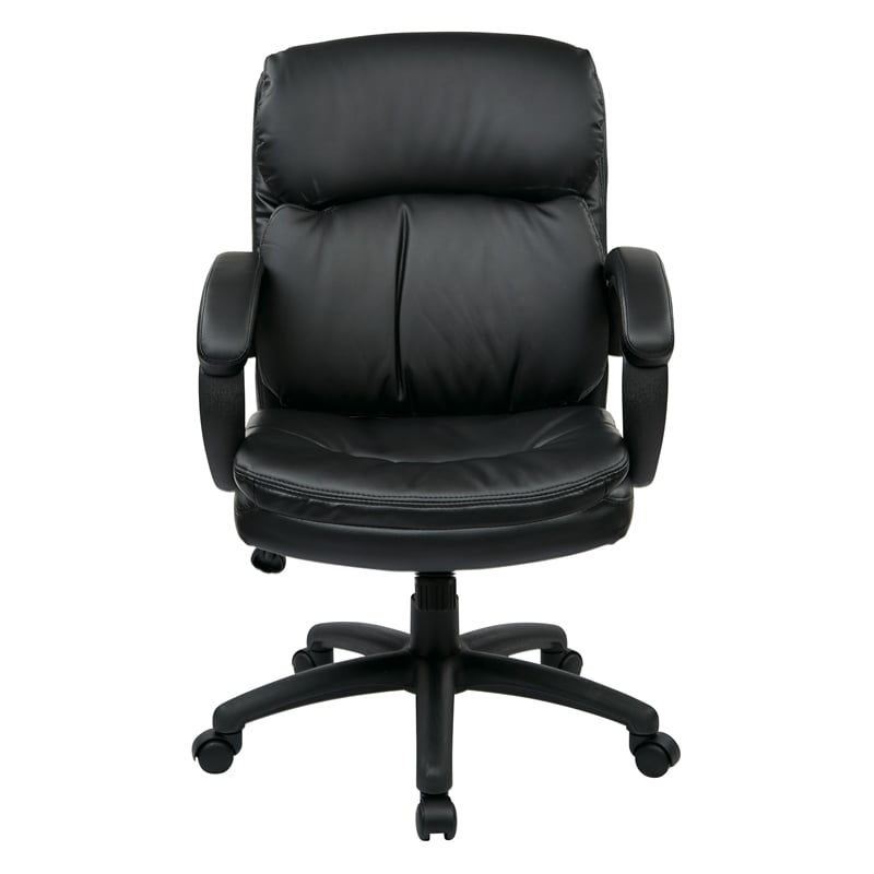 Scranton & Co Black Eco Leather Mid Back Executive Office Chair