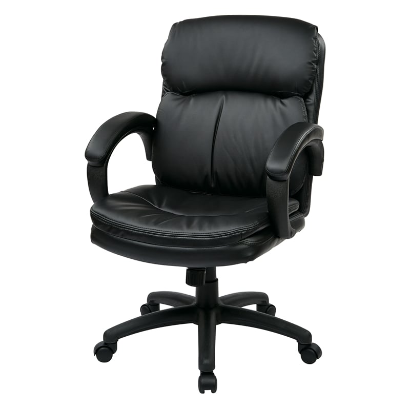 Scranton & Co Black Eco Leather Mid Back Executive Office Chair