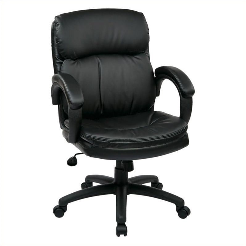 Scranton & Co Black Eco Leather Mid Back Executive Office Chair