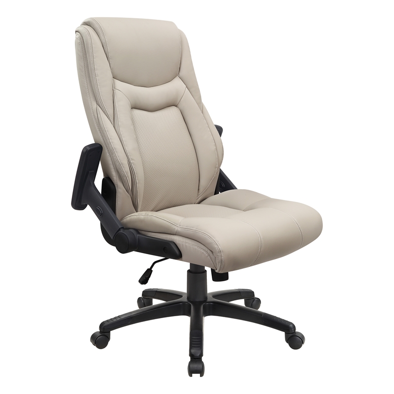 Scranton & Co High Back Executive Office Chair in Taupe Gray Bonded Leather