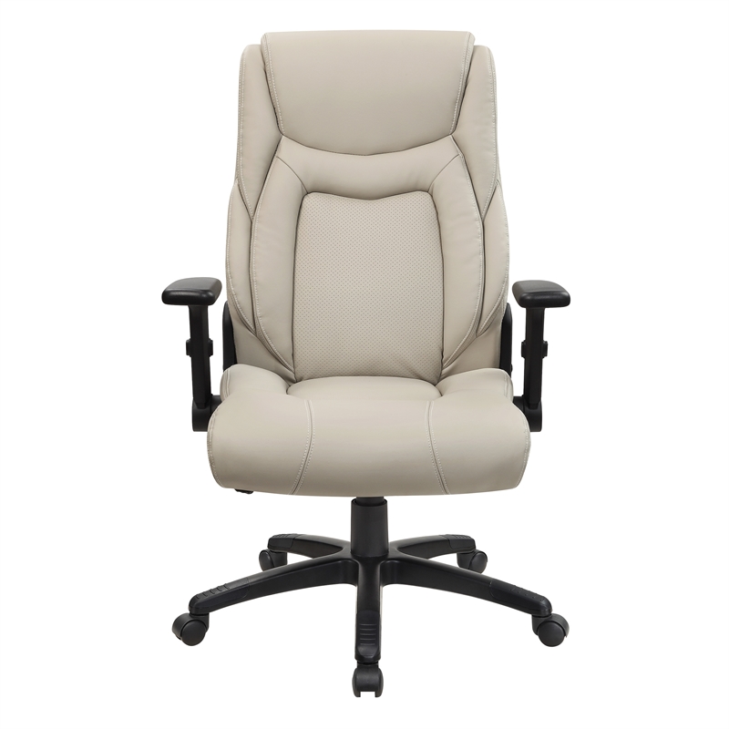 Scranton & Co High Back Executive Office Chair in Taupe Gray Bonded Leather