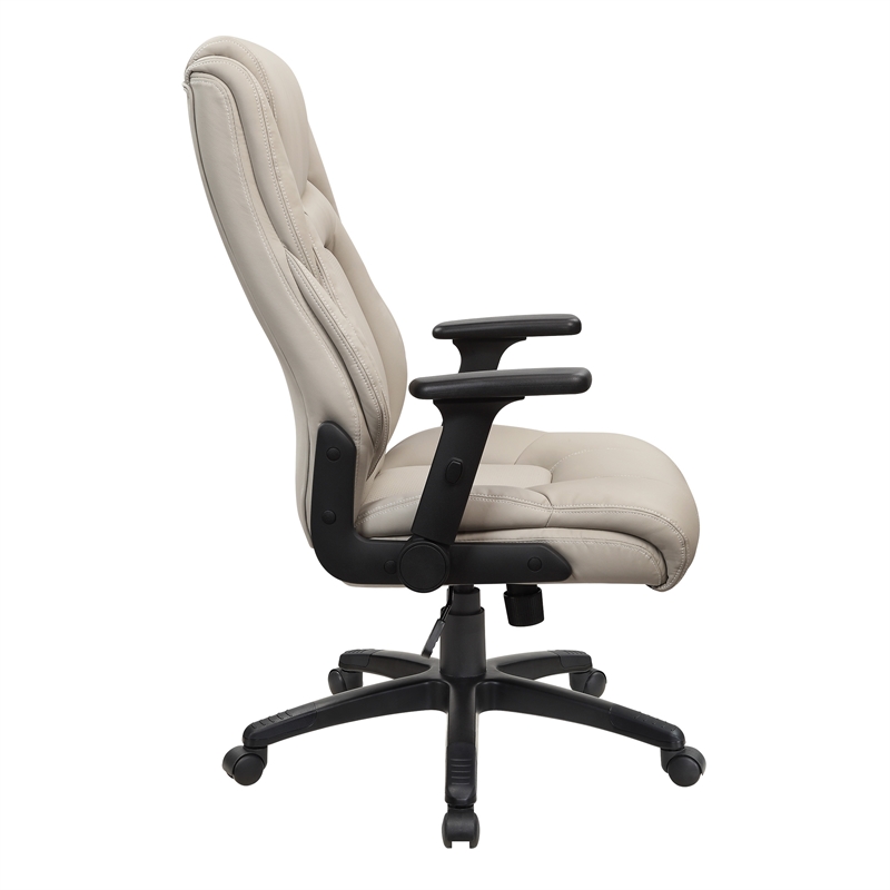 Scranton & Co High Back Executive Office Chair in Taupe Gray Bonded Leather