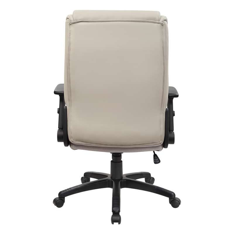 Scranton & Co High Back Executive Office Chair in Taupe Gray Bonded Leather