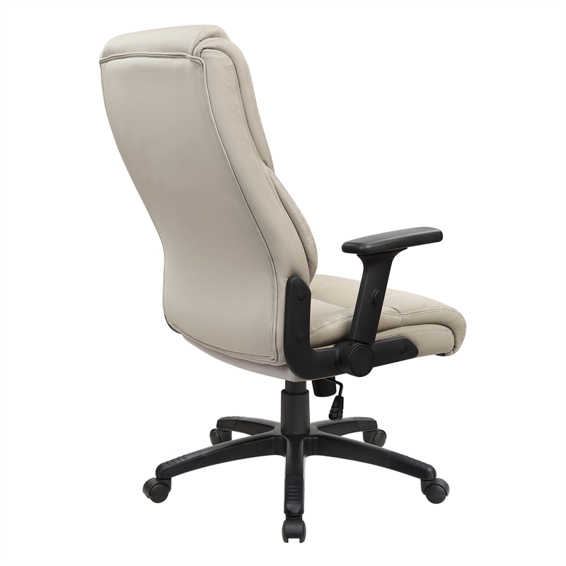 Scranton & Co High Back Executive Office Chair in Taupe Gray Bonded Leather