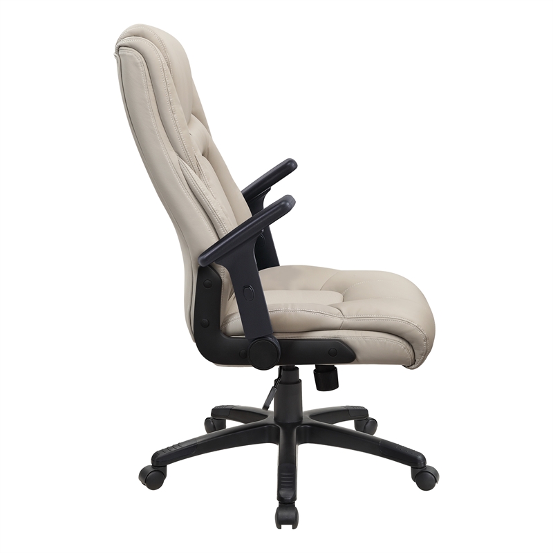 Scranton & Co High Back Executive Office Chair in Taupe Gray Bonded Leather