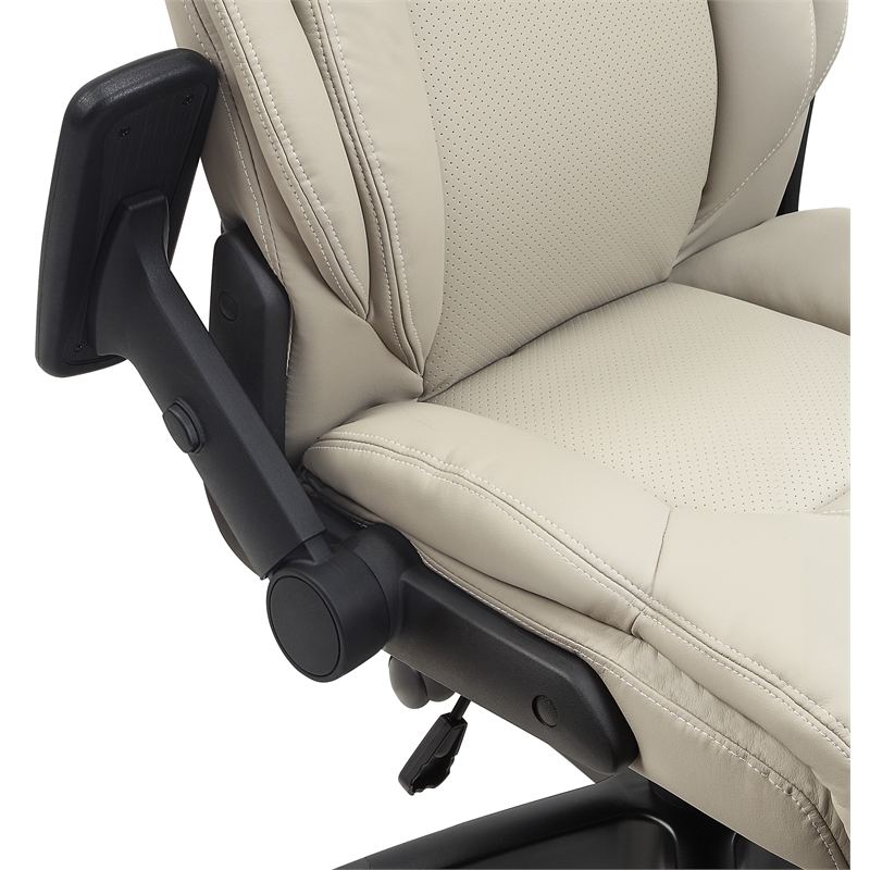 Scranton & Co High Back Executive Office Chair in Taupe Gray Bonded Leather