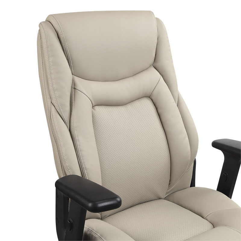 Scranton & Co High Back Executive Office Chair in Taupe Gray Bonded Leather