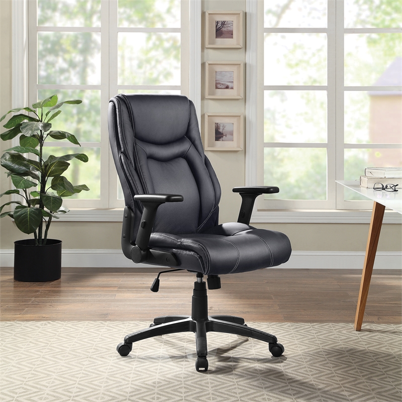Scranton & Co High Back Executive Office Chair in Black Bonded Leather