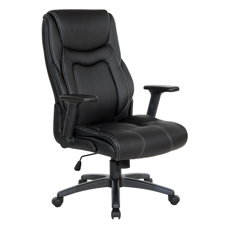 Scranton & Co High Back Executive Office Chair in Black Bonded Leather