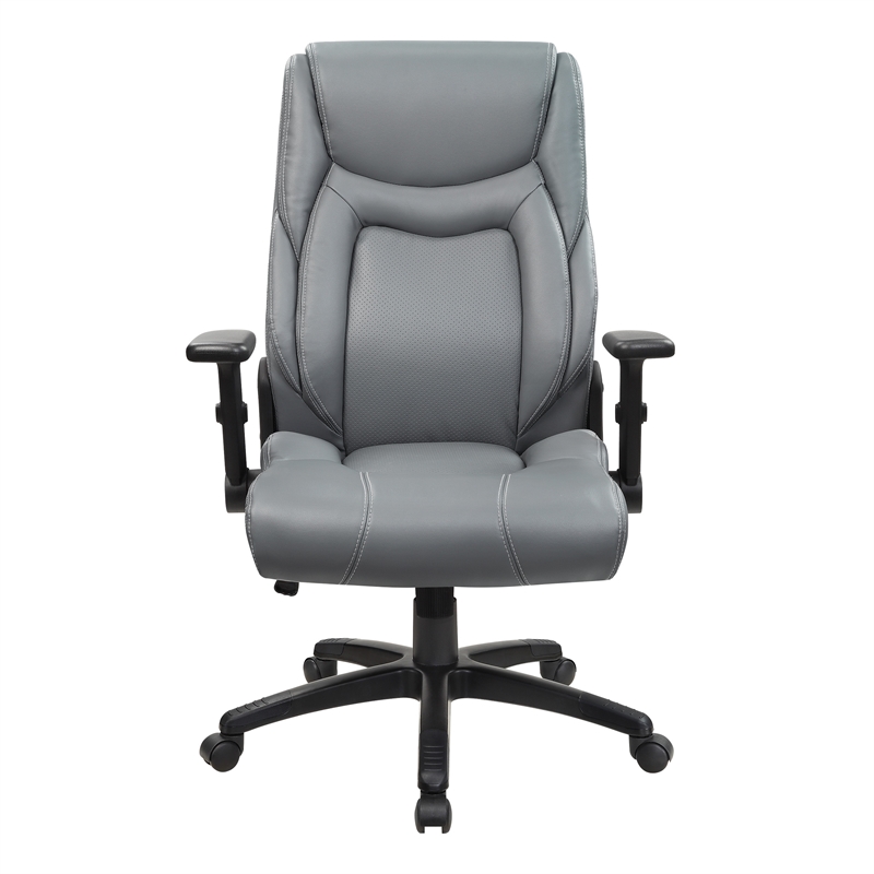 Scranton & Co High Back Executive Office Chair in Charcoal Gray Bonded Leather
