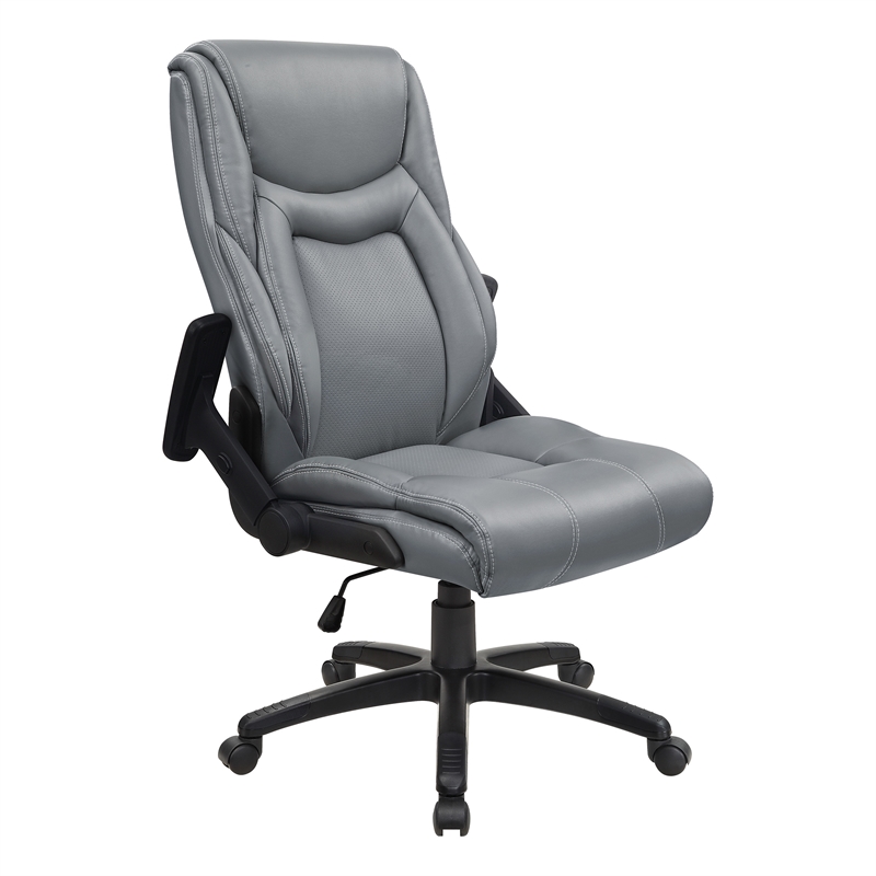 Scranton & Co High Back Executive Office Chair in Charcoal Gray Bonded Leather