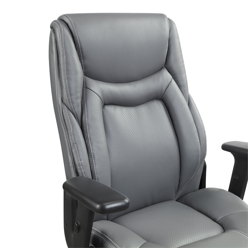 Scranton & Co High Back Executive Office Chair in Charcoal Gray Bonded Leather