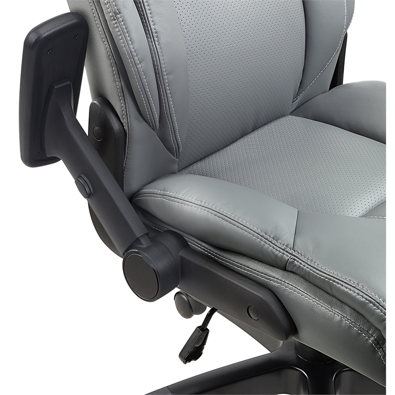 Scranton & Co High Back Executive Office Chair in Charcoal Gray Bonded Leather