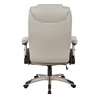 Scranton & Co Executive Office Chair in Taupe Gray Leather Cocoa Flip Arms
