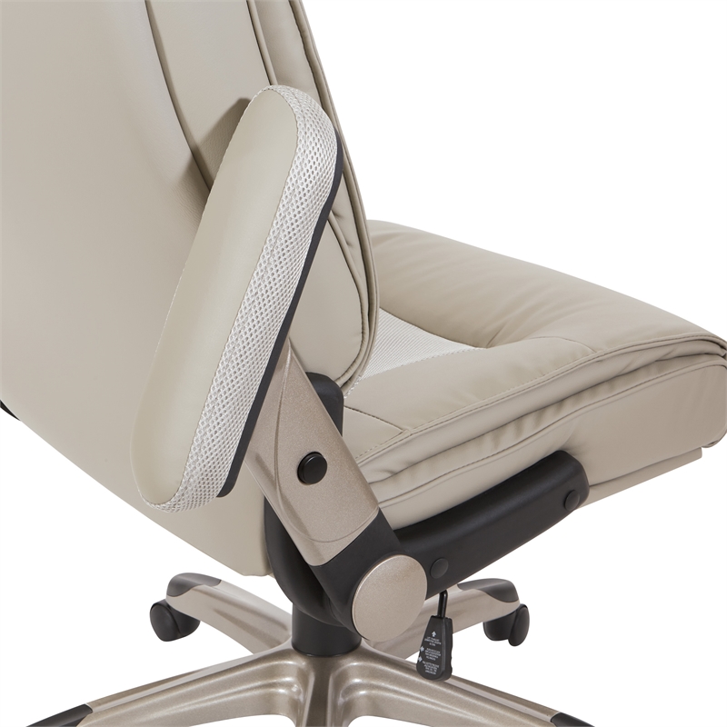 Scranton & Co Executive Office Chair in Taupe Gray Leather Cocoa Flip Arms