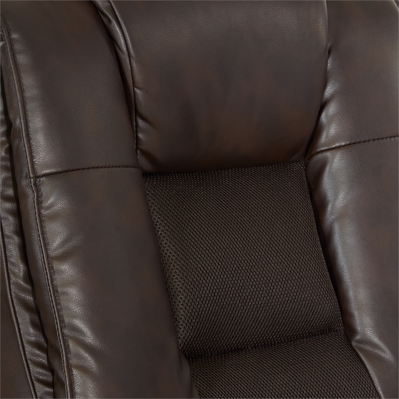 Scranton & Co Executive Office Chair in Espresso Leather with Cocoa Flip Arms