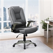 Scranton & Co Executive Office Chair in Charcoal Gray Leather Titanium Arms