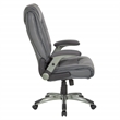Scranton & Co Executive Office Chair in Charcoal Gray Leather Titanium Arms