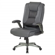 Scranton & Co Executive Office Chair in Charcoal Gray Leather Titanium Arms