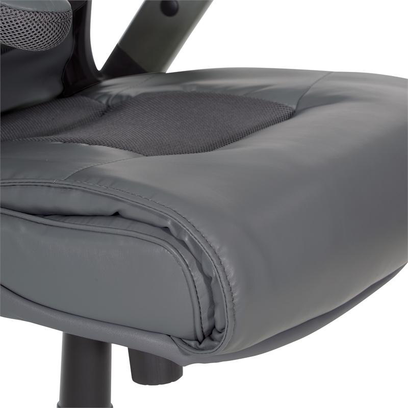 Scranton & Co Executive Office Chair in Charcoal Gray Leather Titanium Arms