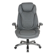 Scranton & Co High Back Executive Office Chair in Gray Bonded Leather Flip Arms