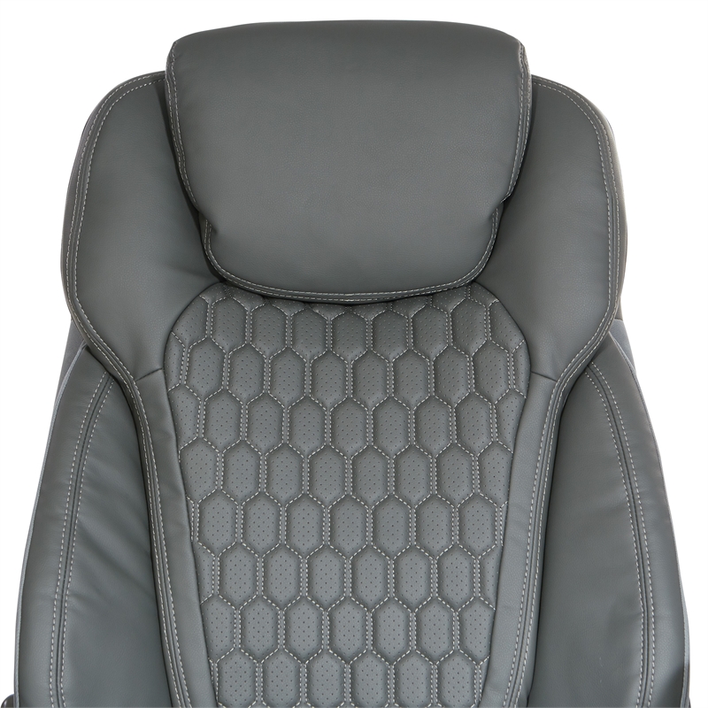 Scranton & Co High Back Executive Office Chair in Gray Bonded Leather Flip Arms