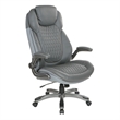 Scranton & Co High Back Executive Office Chair in Gray Bonded Leather Flip Arms