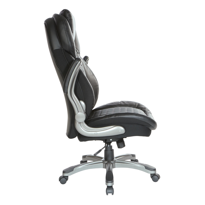 Scranton & Co High Back Executive Office Chair in Black Bonded Leather Flip Arms