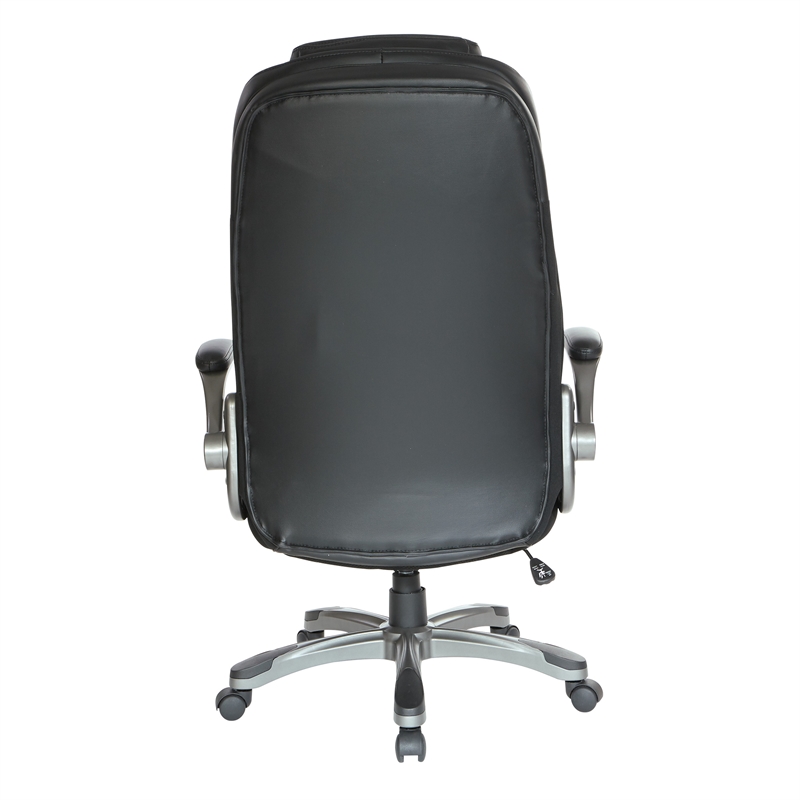 Scranton & Co High Back Executive Office Chair in Black Bonded Leather Flip Arms