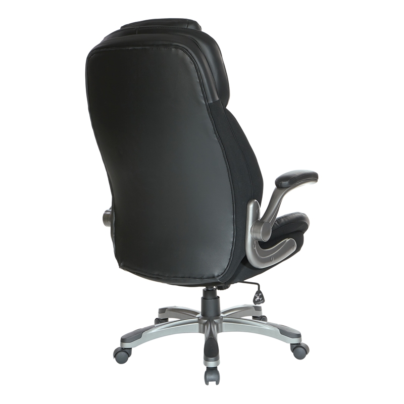 Scranton & Co High Back Executive Office Chair in Black Bonded Leather Flip Arms