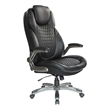 Scranton & Co High Back Executive Office Chair in Black Bonded Leather Flip Arms