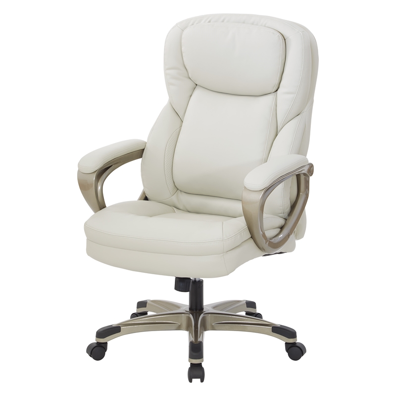 Scranton & Co Executive Office Chair in Cream Bonded Leather Cocoa Nylon Base