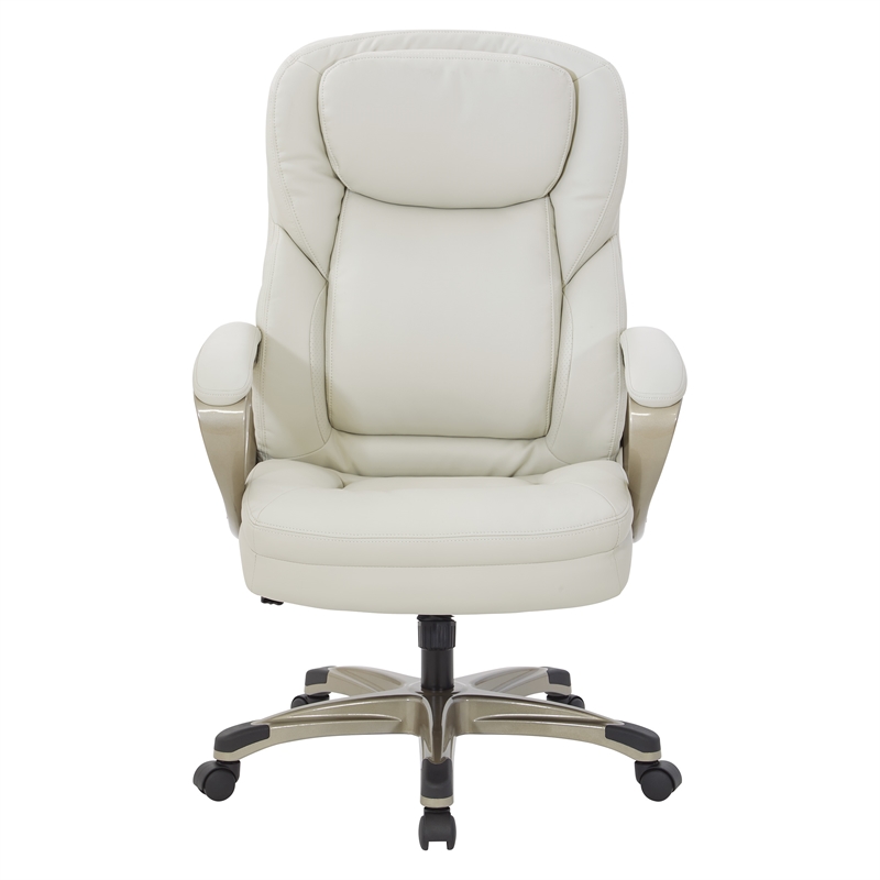 Scranton & Co Executive Office Chair in Cream Bonded Leather Cocoa Nylon Base