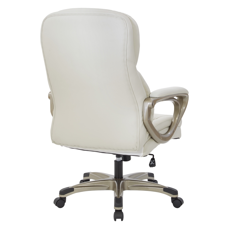 Scranton & Co Executive Office Chair in Cream Bonded Leather Cocoa Nylon Base