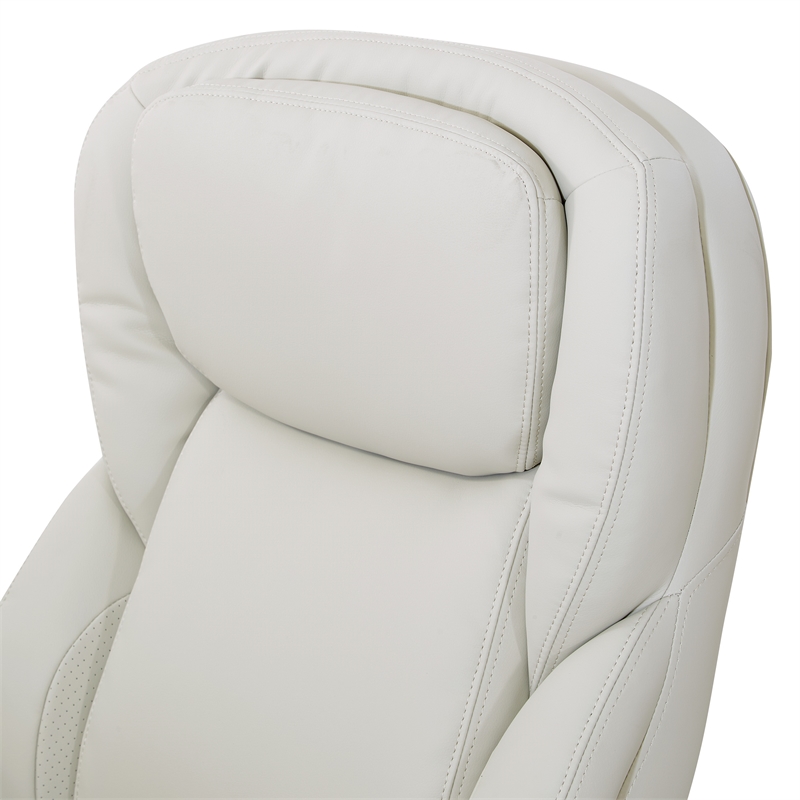 Scranton & Co Executive Office Chair in Cream Bonded Leather Cocoa Nylon Base