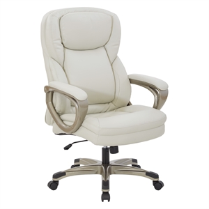 Scranton & Co Executive Office Chair in Cream Bonded Leather Cocoa Nylon Base