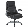 Scranton & Co Executive Office Chair in Black Tufted Leather with Flip Arms