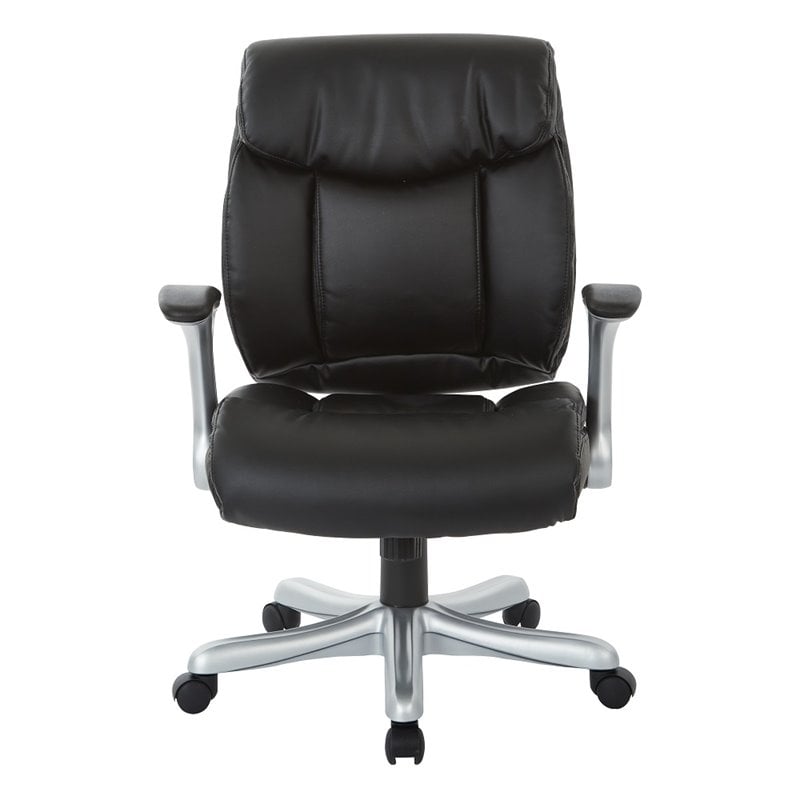 Scranton & Co Bonded Leather Executive Chair in Silver and Black Finish